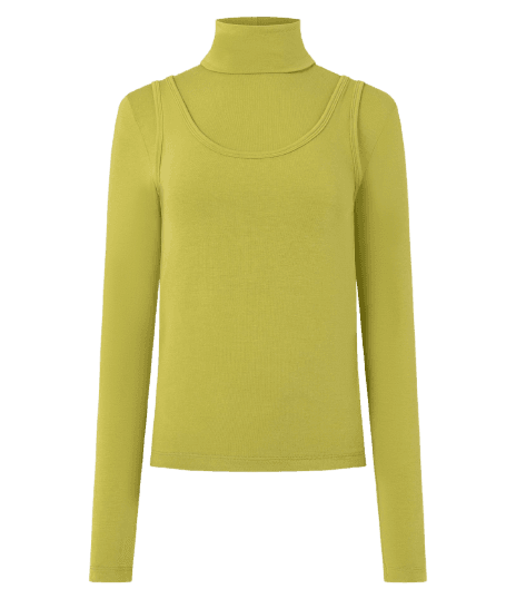 Blusa em Viscose com Sobreposição e Gola Alta