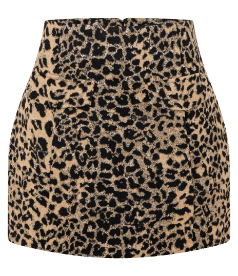 Short Saia Animal Print com Lapelas Frontais