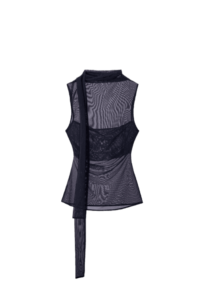 TOP DE TULE COM FOULARD