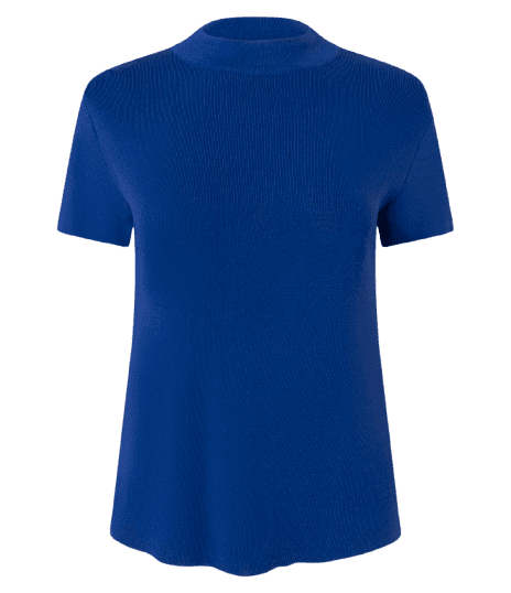 Blusa Básica em Tricô com Golinha Azul