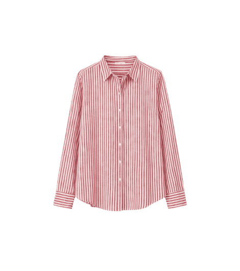 camisa feminina de algodão listrada vermelha