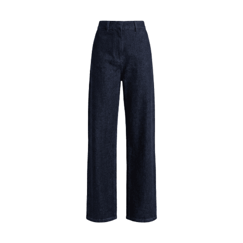 calça wide leg slim feminina jeans cintura alta azul