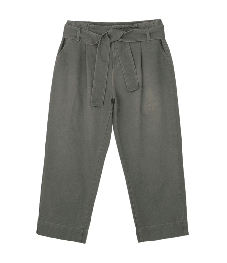 Calça Reta em Sarja com Faixa Larga e Pregas Curve & Plus Size