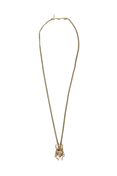Colar Dourado Longo Com Inseto Cravejado