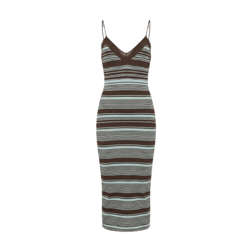 Vestido De Tricot Midi Listra Bicolor Com Lurex
