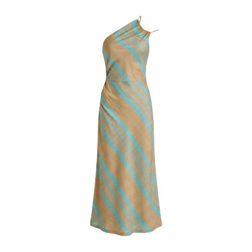 Vestido Midi Enviesada Ombro Só Estampado