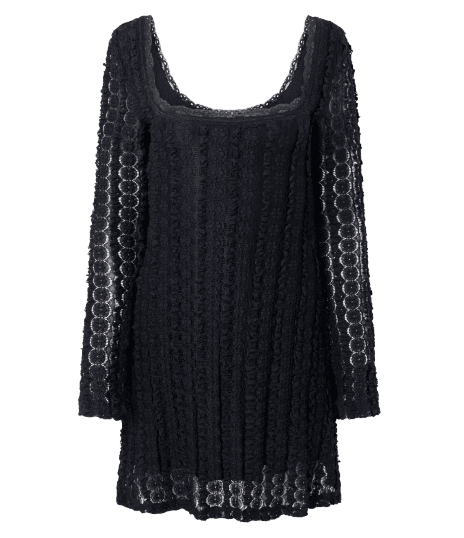 Vestido Manga Longa em Renda Texturizada