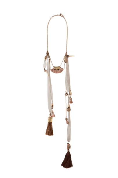 Colar De Organza Longo Marrom