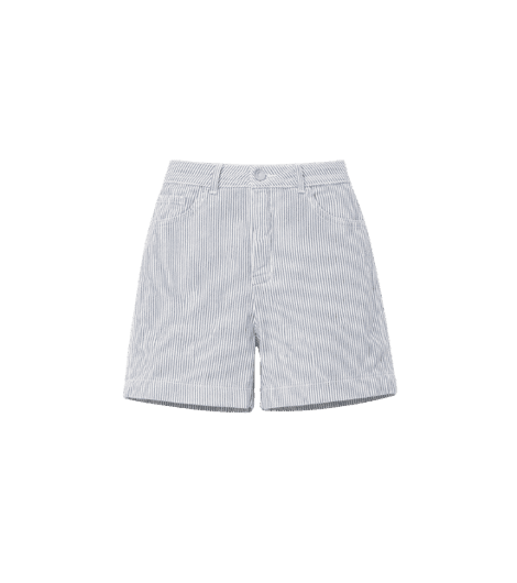 short mom de sarja listrado azul