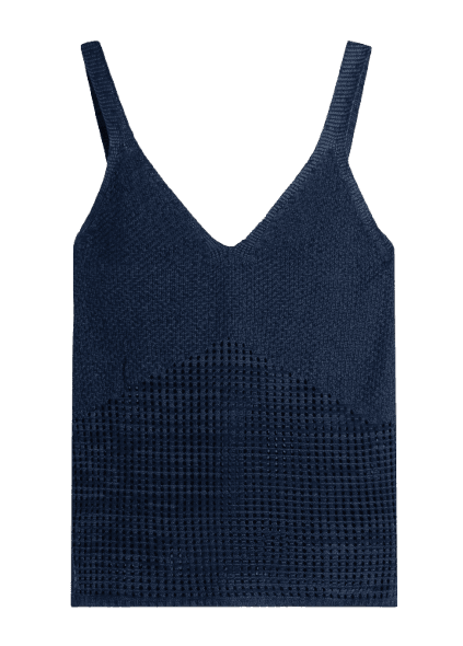 Blusa Tricot Thecno Fish Net Azul Jeans
