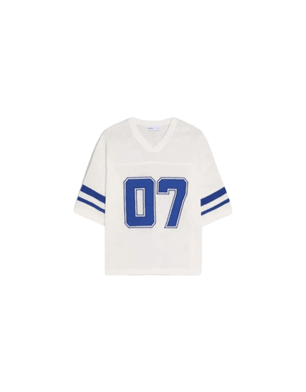 Camiseta de manga curta com estampa esportiva em mesh