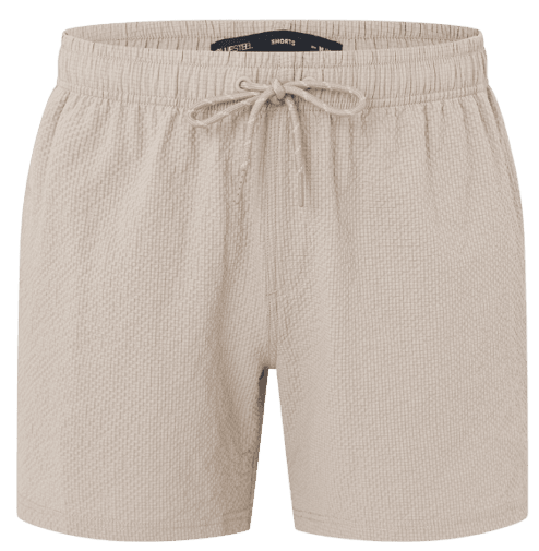 Bermuda de Banho Básica em Microfibra Texturizado  Bege