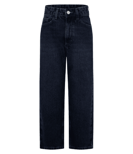 Calça Cropped Reta Jeans com Cintura Alta