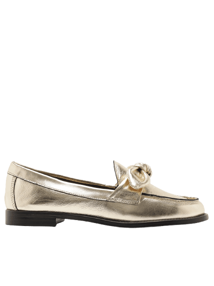 Mocassim Feminino Tiras Nó Dourado Arezzo