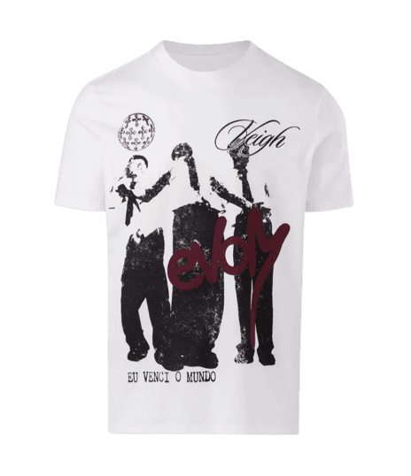 Camiseta em Algodão com Estampa Eu Venci o Mundo Veigh