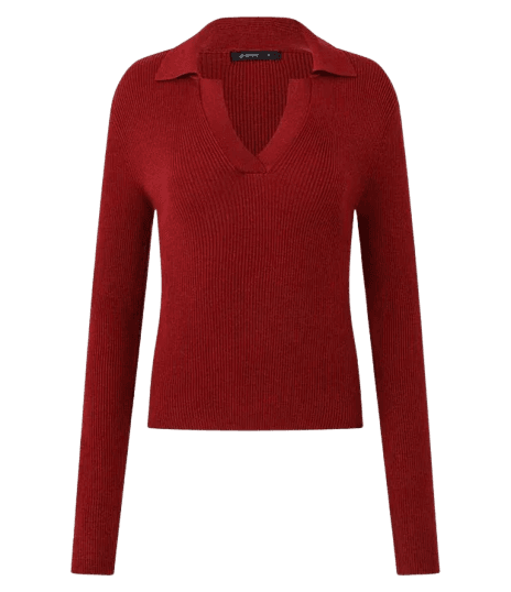 Blusa Regular em Tricô com Gola Polo