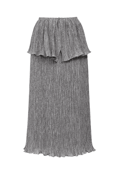 Saia Midi Prata Plissada Combasque
