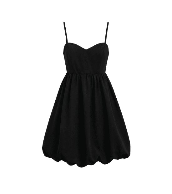 Vestido Balonê Curto Alfaiatado com Busto Recortado Preto