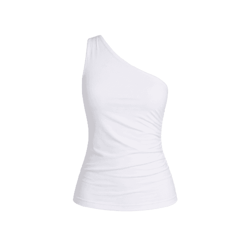 Regata Ombro Só Drapeada Branca