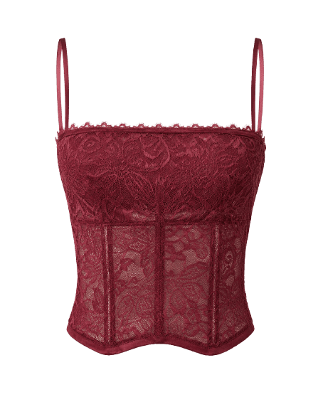 corselet renda decote reto