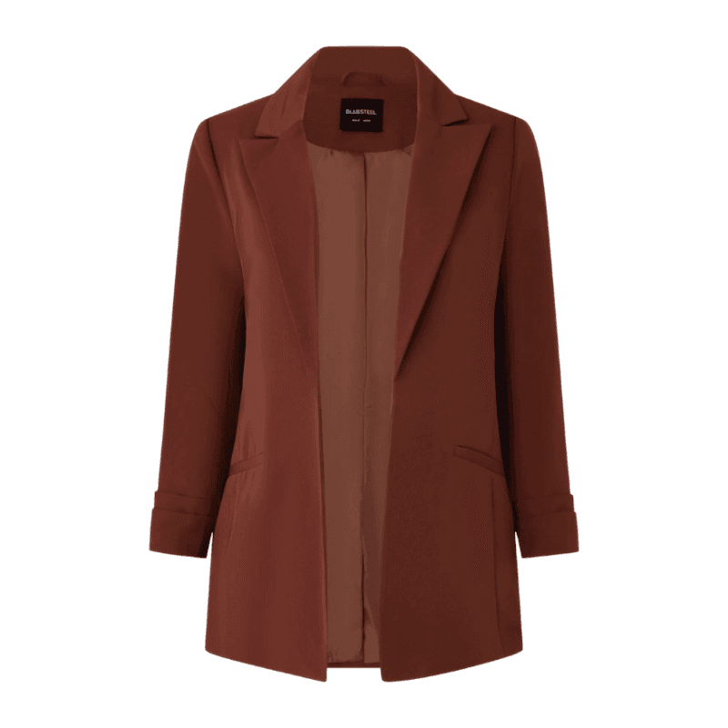 Blazer Oversized Alongado em Alfaiataria com Pregas no Punho Marrom Intenso