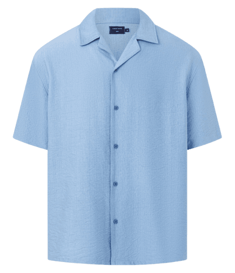 Camisa Boxy Em Viscose Com Textura Bowling Azul