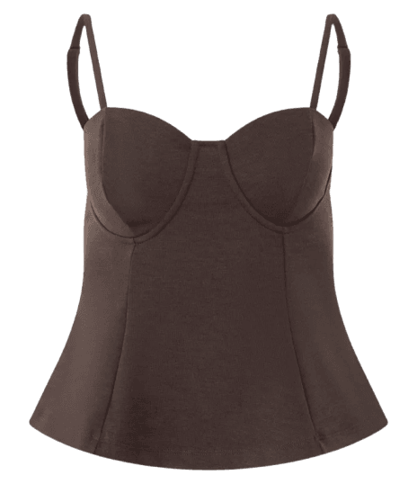 Blusa Ponto Roma com Caixa de Busto Marcada Marrom