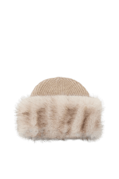 Gorro Beanie de Tricô com Efeito de Pele