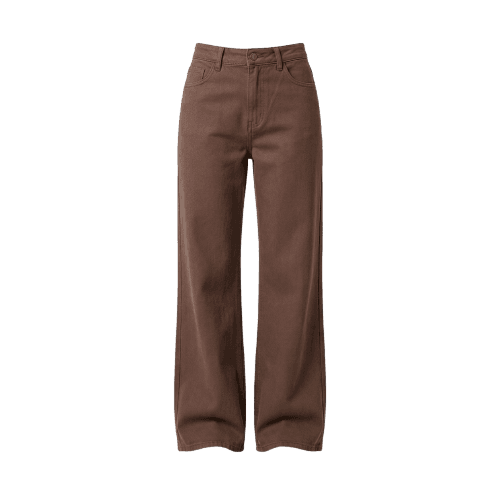 Calça sarja feminina básica wide leg - marrom