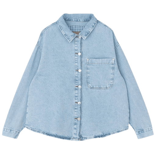 Jaqueta Overshirt Em Jeans Com Bolso Frontal Curve & Plus Size Azul