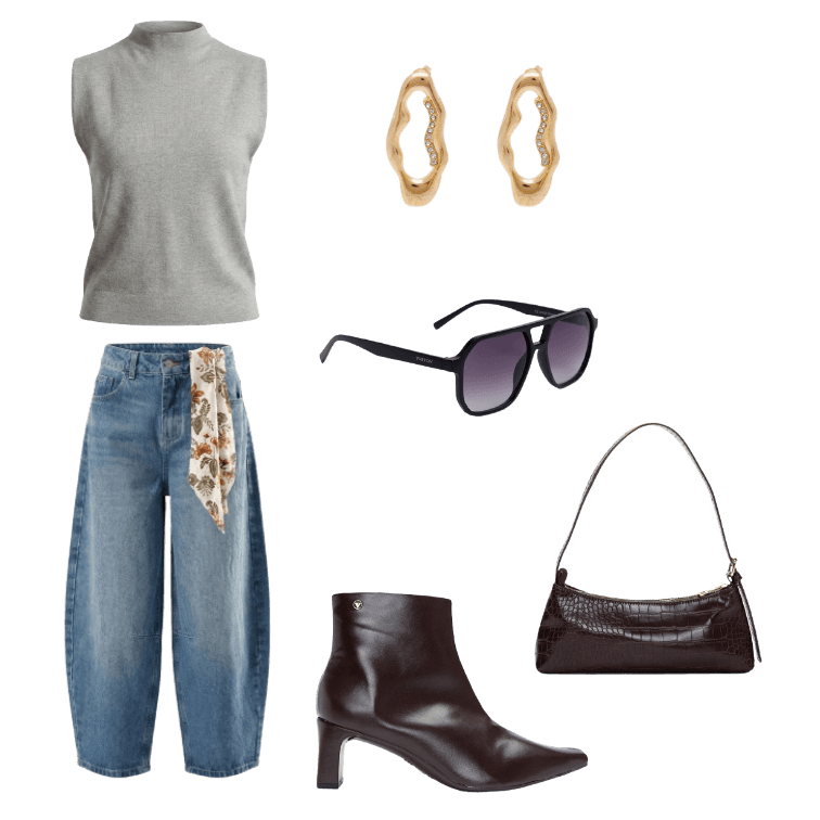 Jeans wide leg com bota marrom: o match perfeito pra saída casual