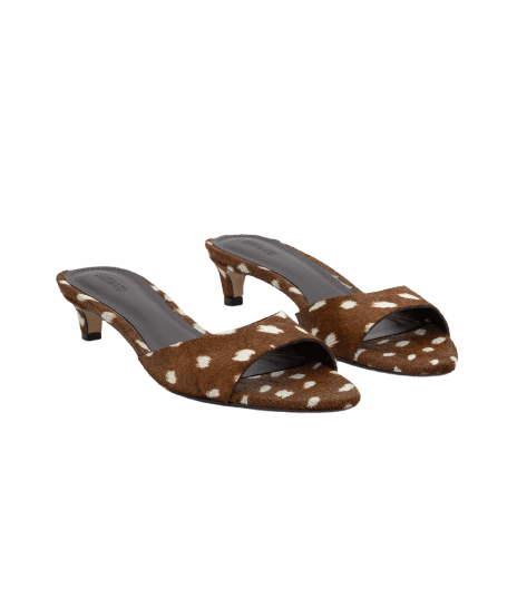 Sandália Mule em Couro com Estampa Animal Print Marrom