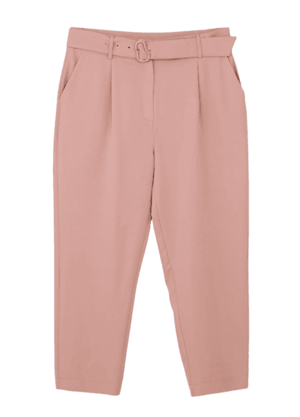 Calça Cenoura Alfaiatada Com Pregas E Cinto Curve & Plus Size Rosa