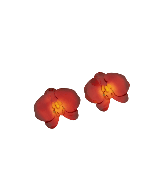 Maxi Brinco com Forma de Orquídea Esmaltada Laranja