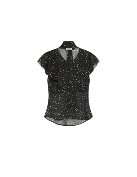 Camisa manga curta acinturada com babados