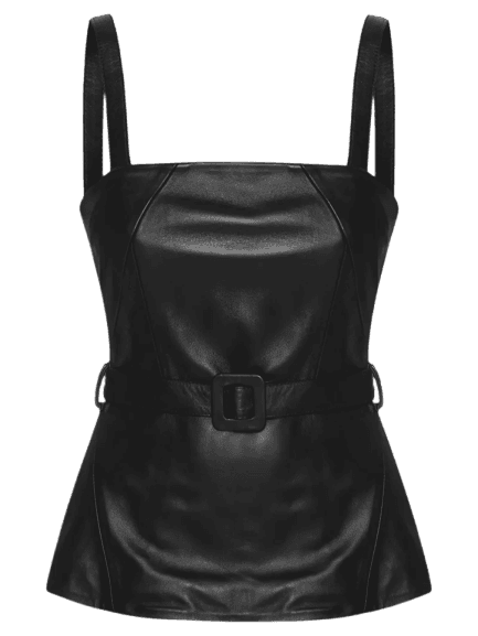 Top Dandara Couro Preto Le Lis