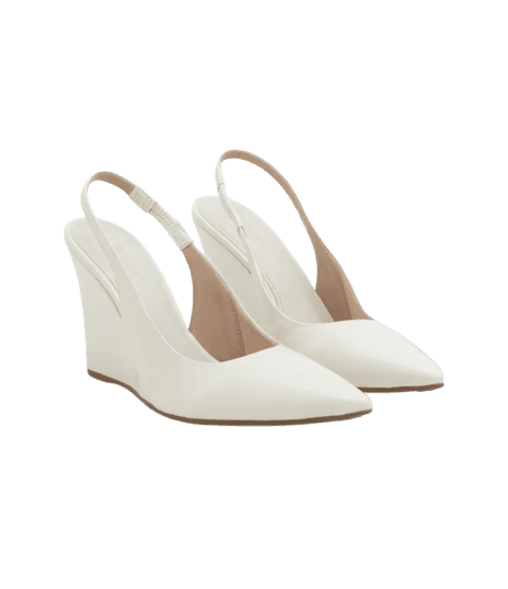 Sapato Scarpin Anabela com Tira Elástica Off White