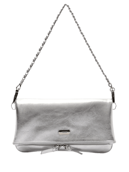 Bolsa Feminina Tiracolo Couro Média Dobrável Prateado Arezzo