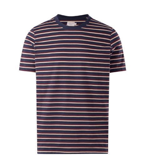 Camiseta Regular em Algodão com Listras em Fio Tinto