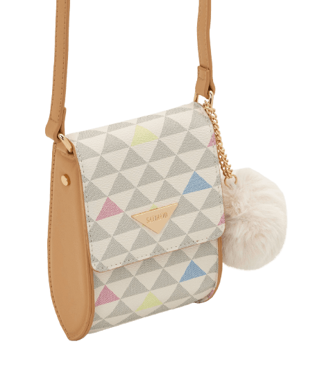 Bolsa Porta Celular em PU com Estampa Geométrica