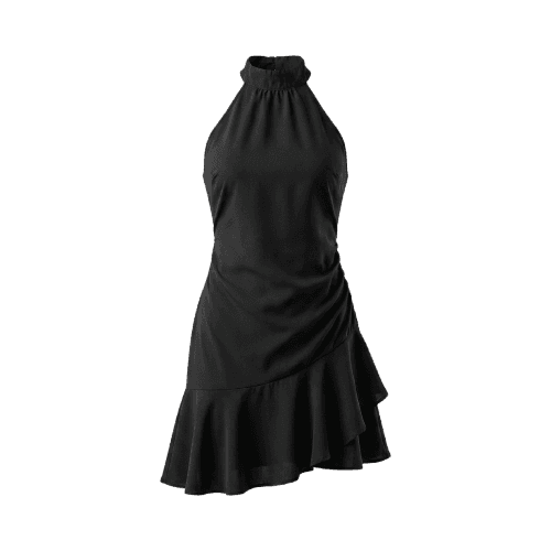 vestido frente única saia assimétrica