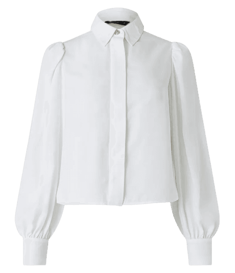 Camisa em Crepe com Botão Diferenciado e Manga Bufante Branco