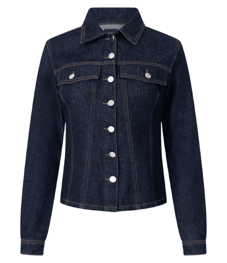 Jaqueta Jeans com Recortes Acinturados Azul Escuro