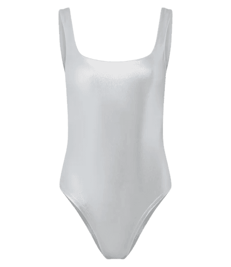 Body Ajustado em Flamê com Metalizado Holográfico Prata