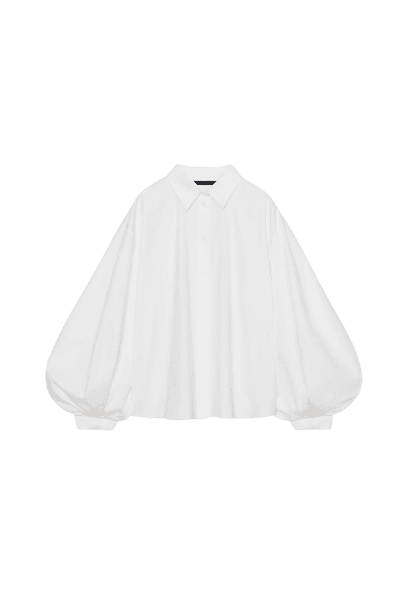 CAMISA DE POPELINA COM MANGA ABALONADA