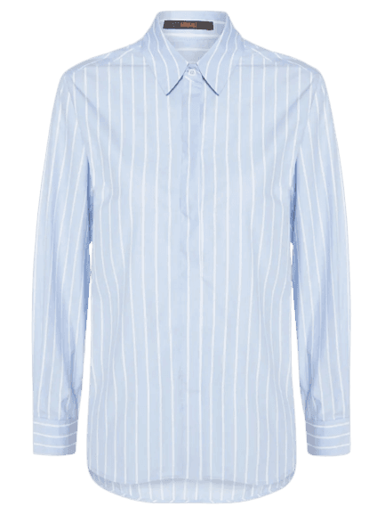 Camisa Feminina Tricoline Riscas Ampas Azul Animale