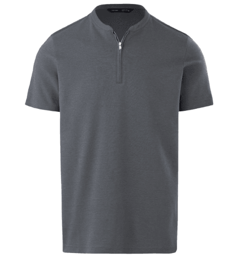 Camiseta em Algodão Peruano com Gola Padre Cinza