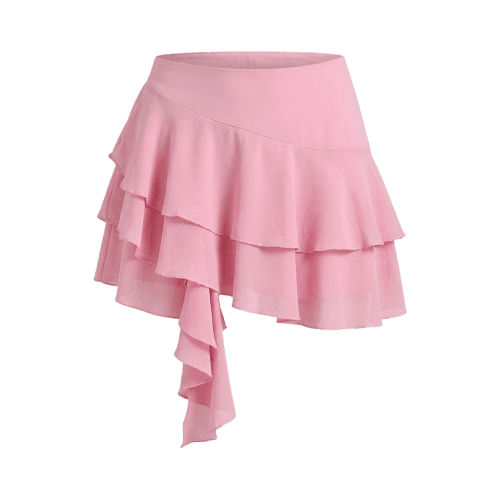saia chiffon babados em camadas