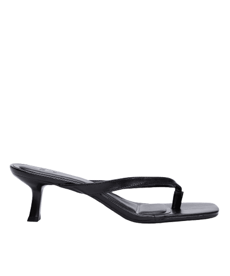 tamanco bico quadrado salto fino oneself preto