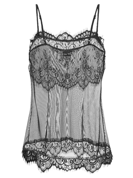 Regata Feminina Tule Detalhe Renda Preto Colcci